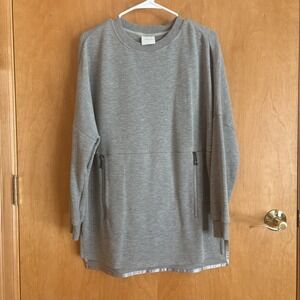 Varley Bayliss Sweatshirt Womens Size S Gray Pullover‎ Oversized Zip Pockets